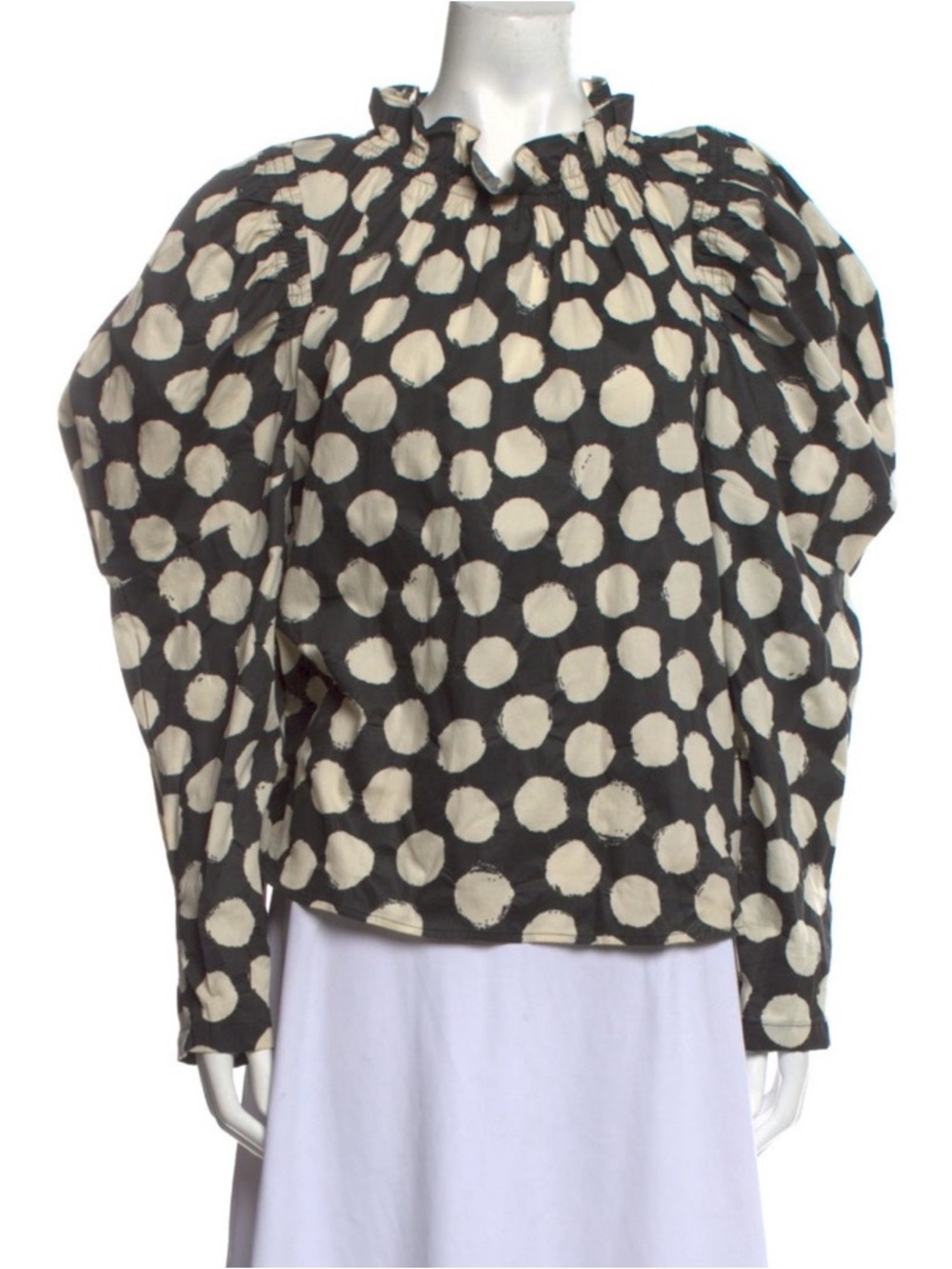 Sea New York Black Blouse with Cream Polka Dots